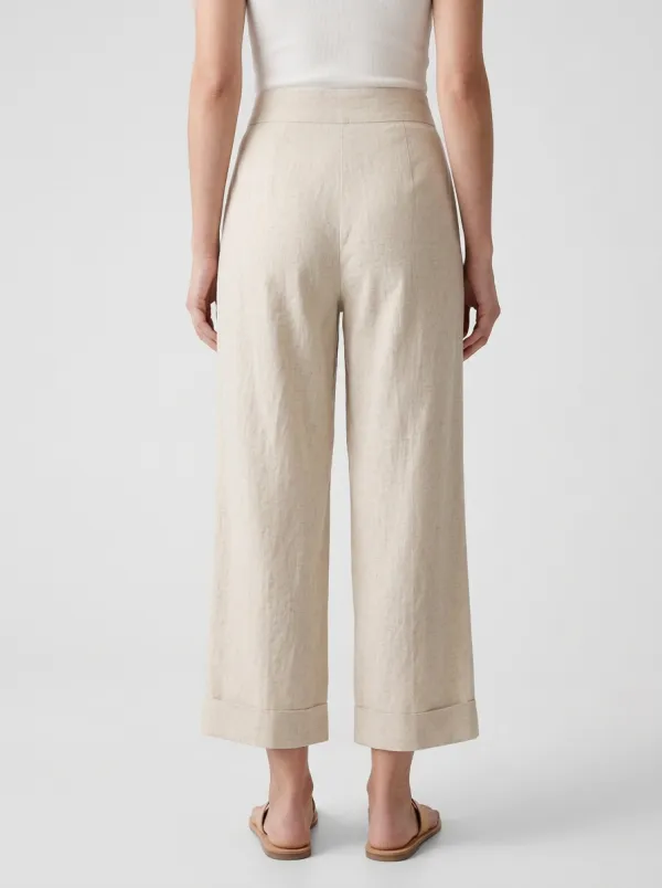 Everyday Drawstring Waist Linen Blend Casual Look Women's Cropped Pants