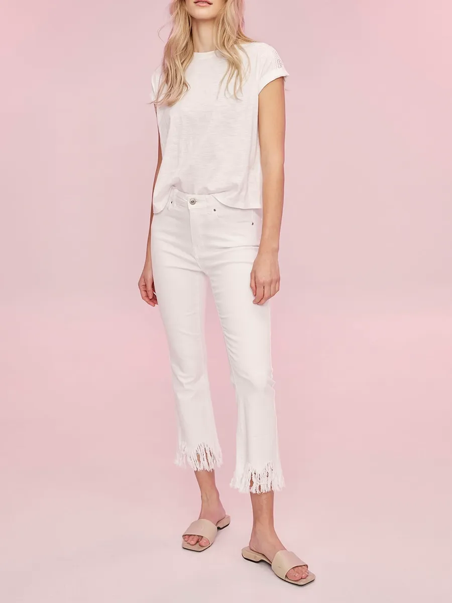 Trendy Raw Edge Cropped Flared Pants