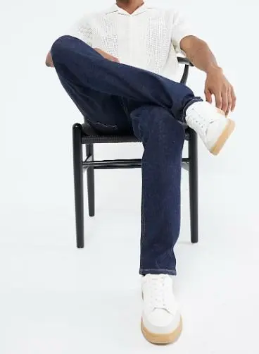 Dark Blue Cotton Slim Fit Men's Jeans