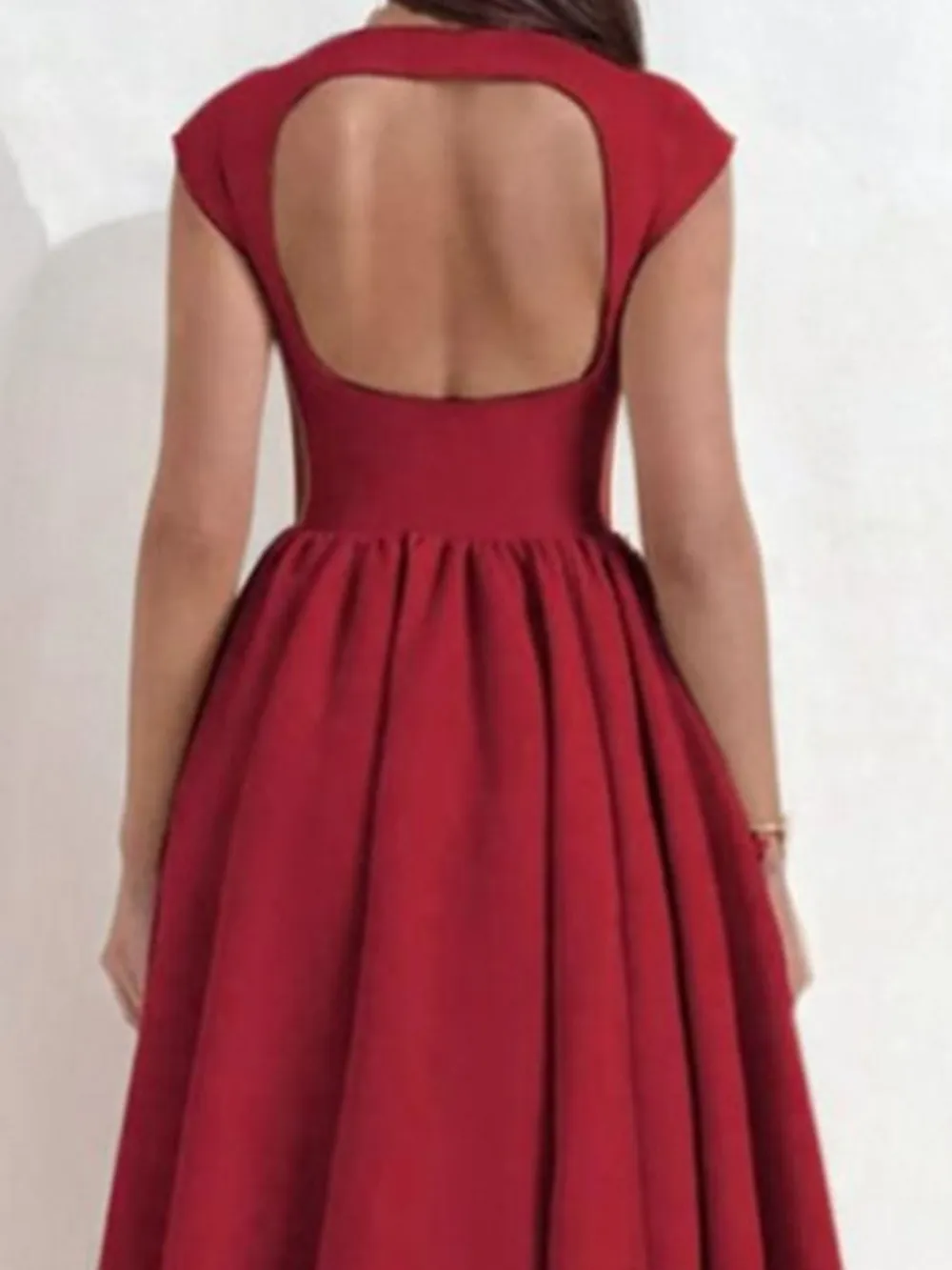 Polished Detail Cap Midi Dress