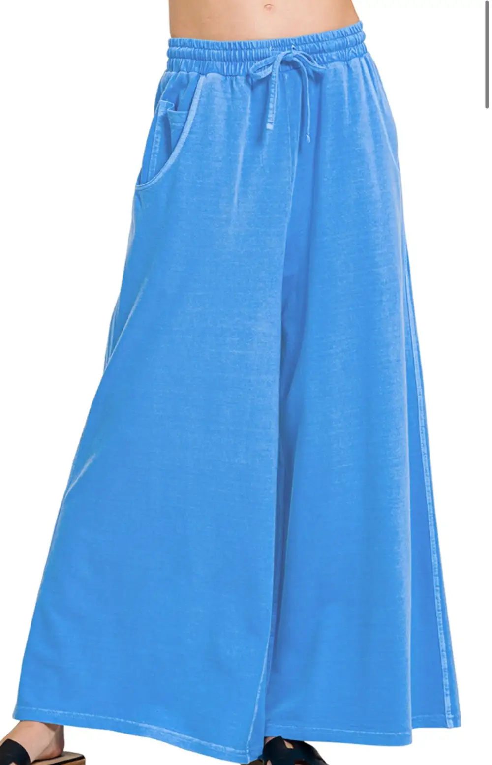Roomy Drawstring Cotton Blend Casual Pants