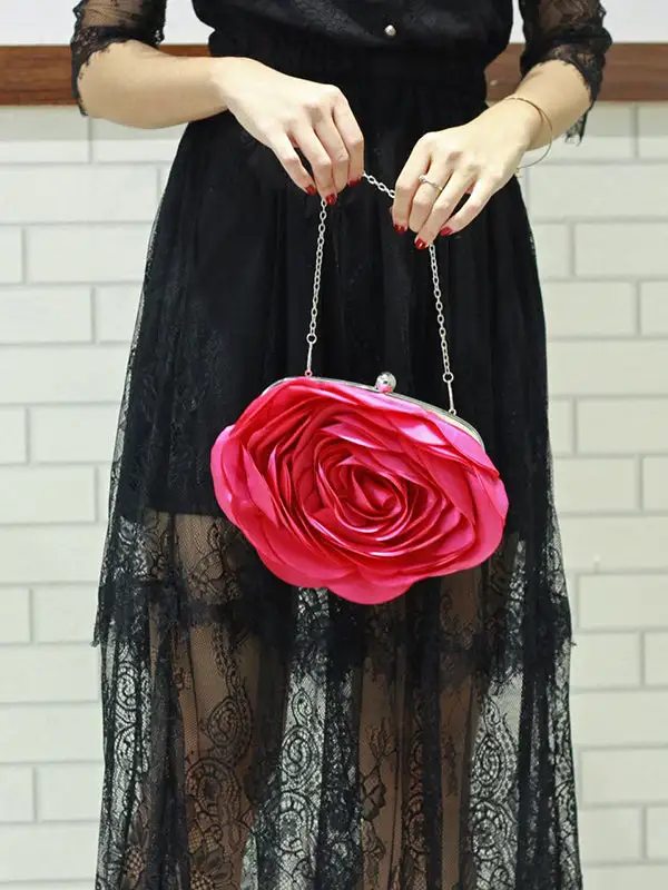 Dimensional Floral Evening Clutch Bag