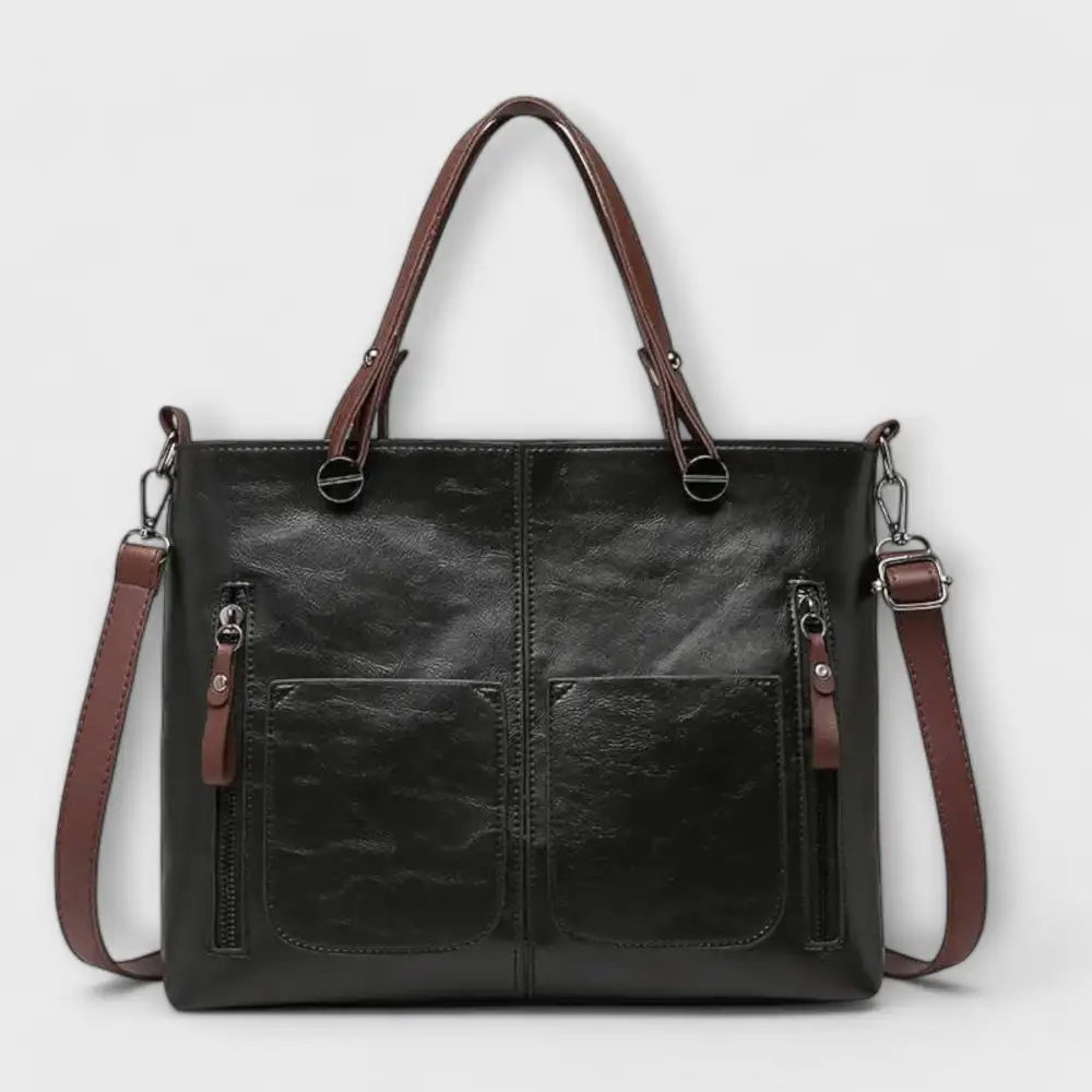 Pocket Front Leather Handbag
