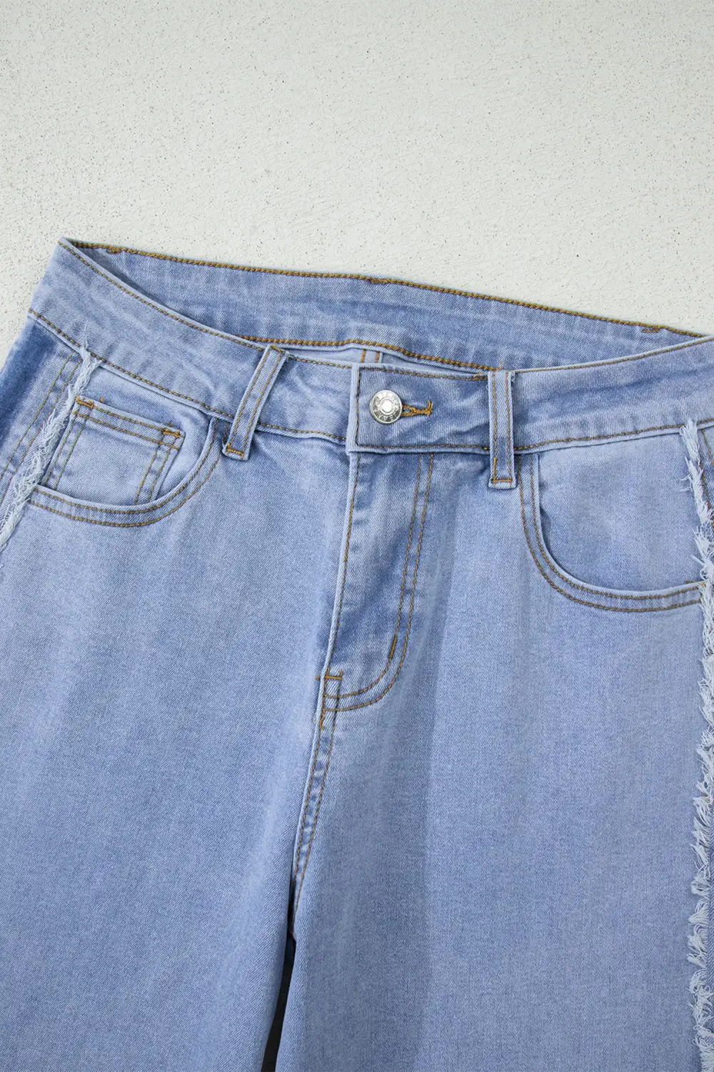 Frayed Contrast Stripe Side Panel Patchwork Jeans