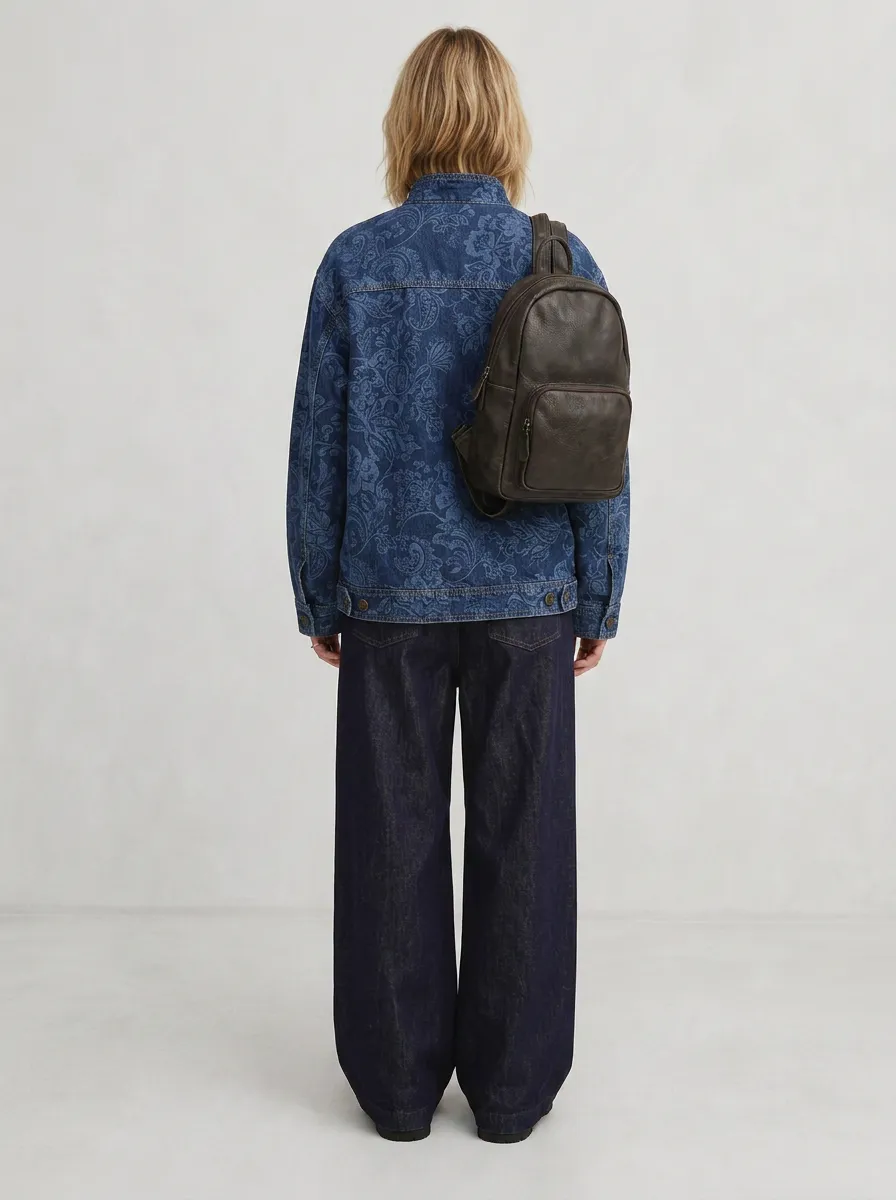 Women's Vintage Floral Paisley Printed Denim Jacket