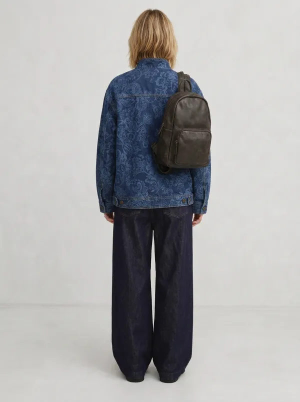 Women's Vintage Floral Paisley Printed Denim Jacket