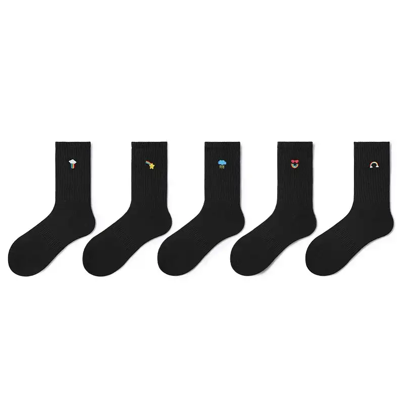 Playful Embroidered Motif Crew Socks