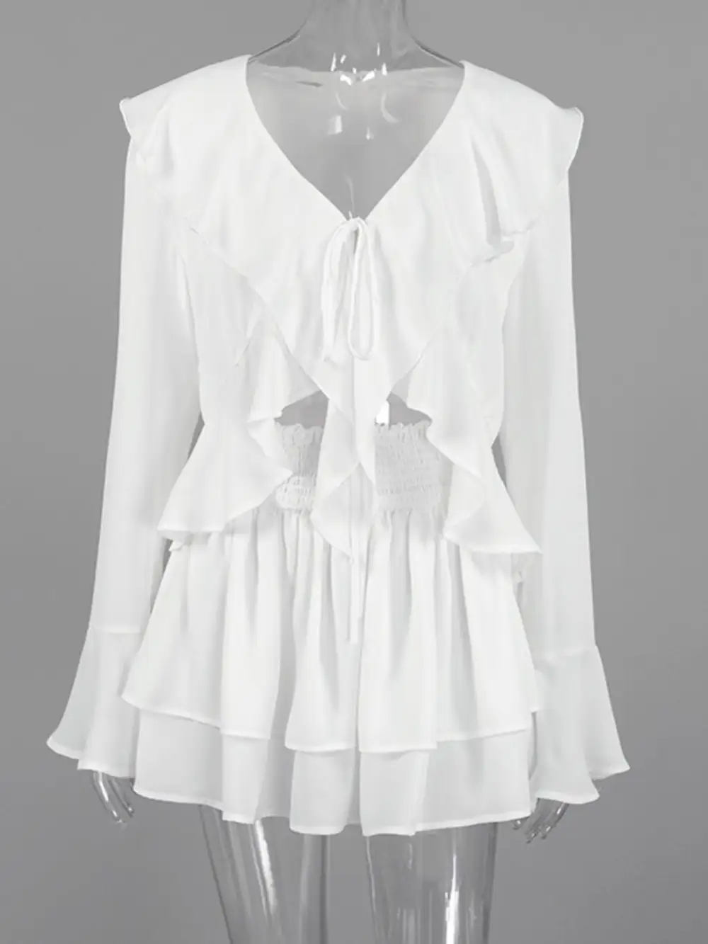 Simple Ruffle Trim Detail Coordinated Set