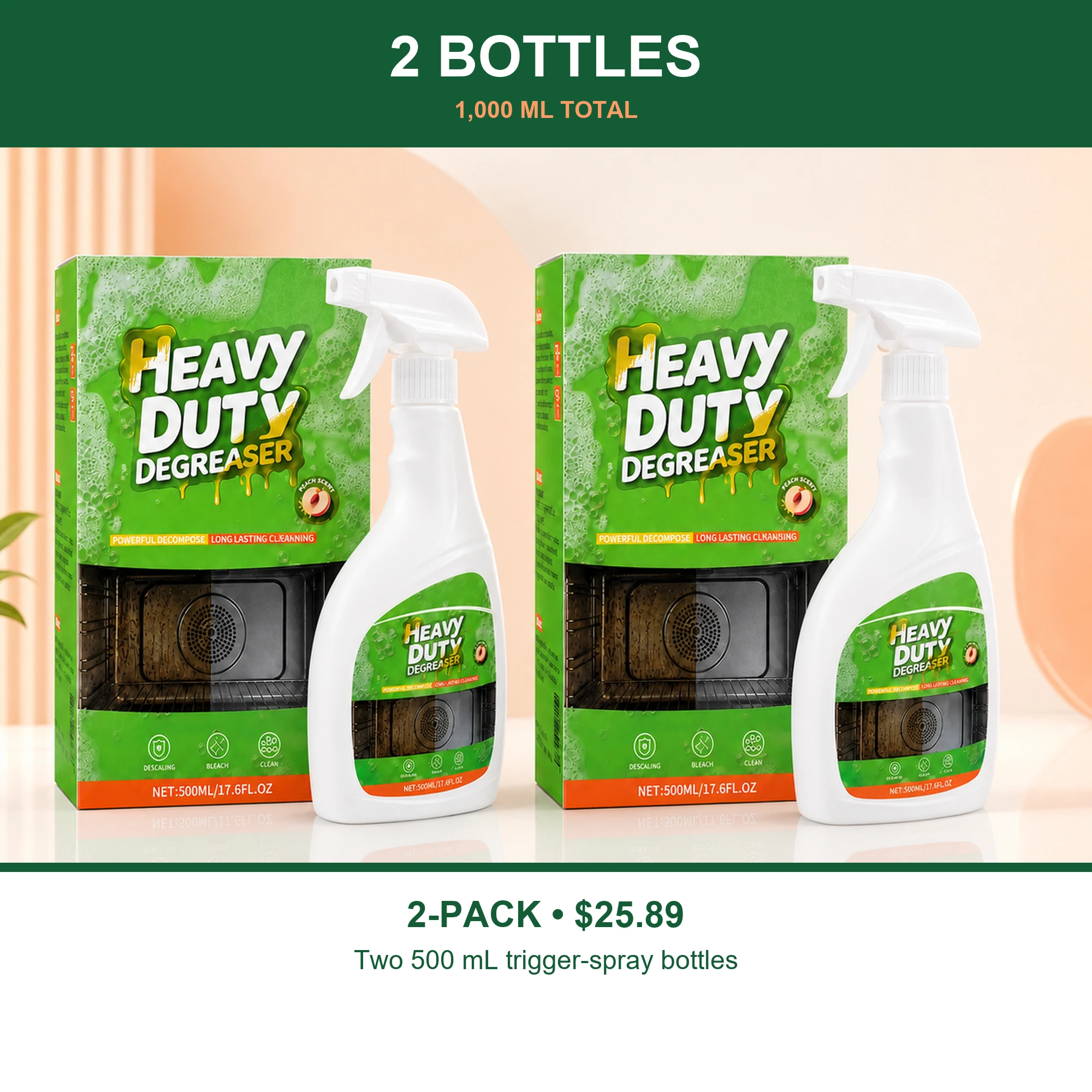 Heavy Duty Kitchen Degreaser Spray - Peach Scent, 500 mL product detail