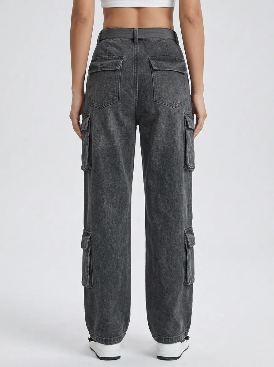 Lifestyle Multi Pocket Washed Finish Casual Look Women's Multi Pocket Cargo Pants