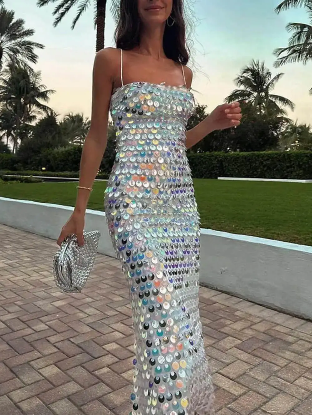 Sequin Versatile Irregular Midi Dress