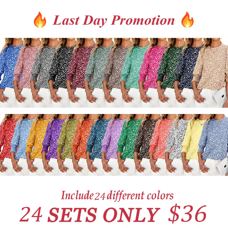 Women's Polka Dot 3/4 Sleeve Blouse