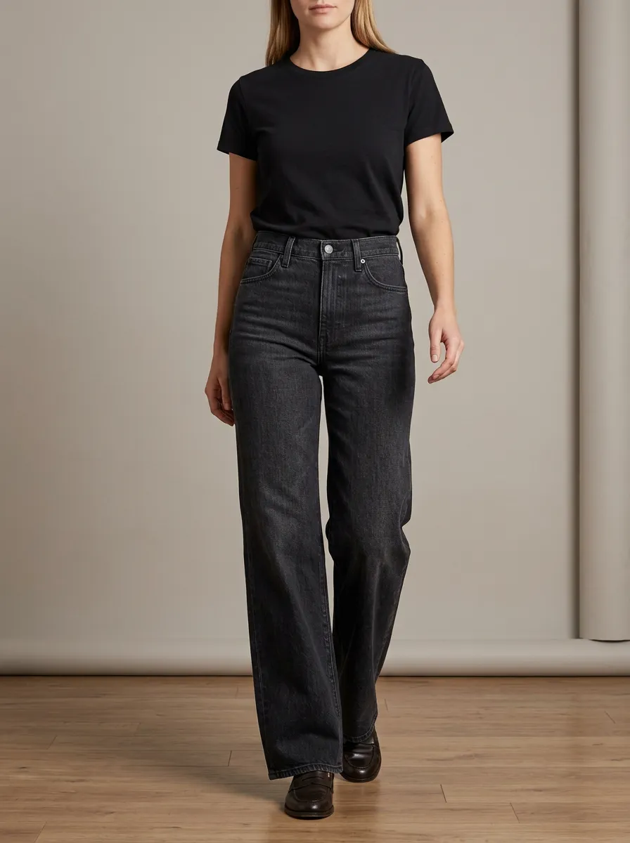 Women's Classic Wide Leg Graphic Denim Jeans