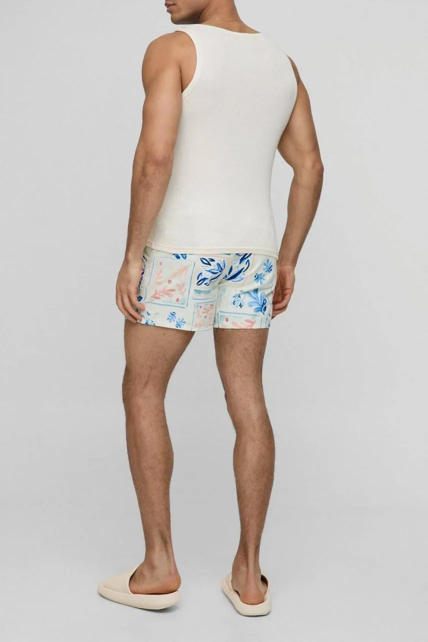 Short Length Conversational Print Swim Trunks Spring And Summer