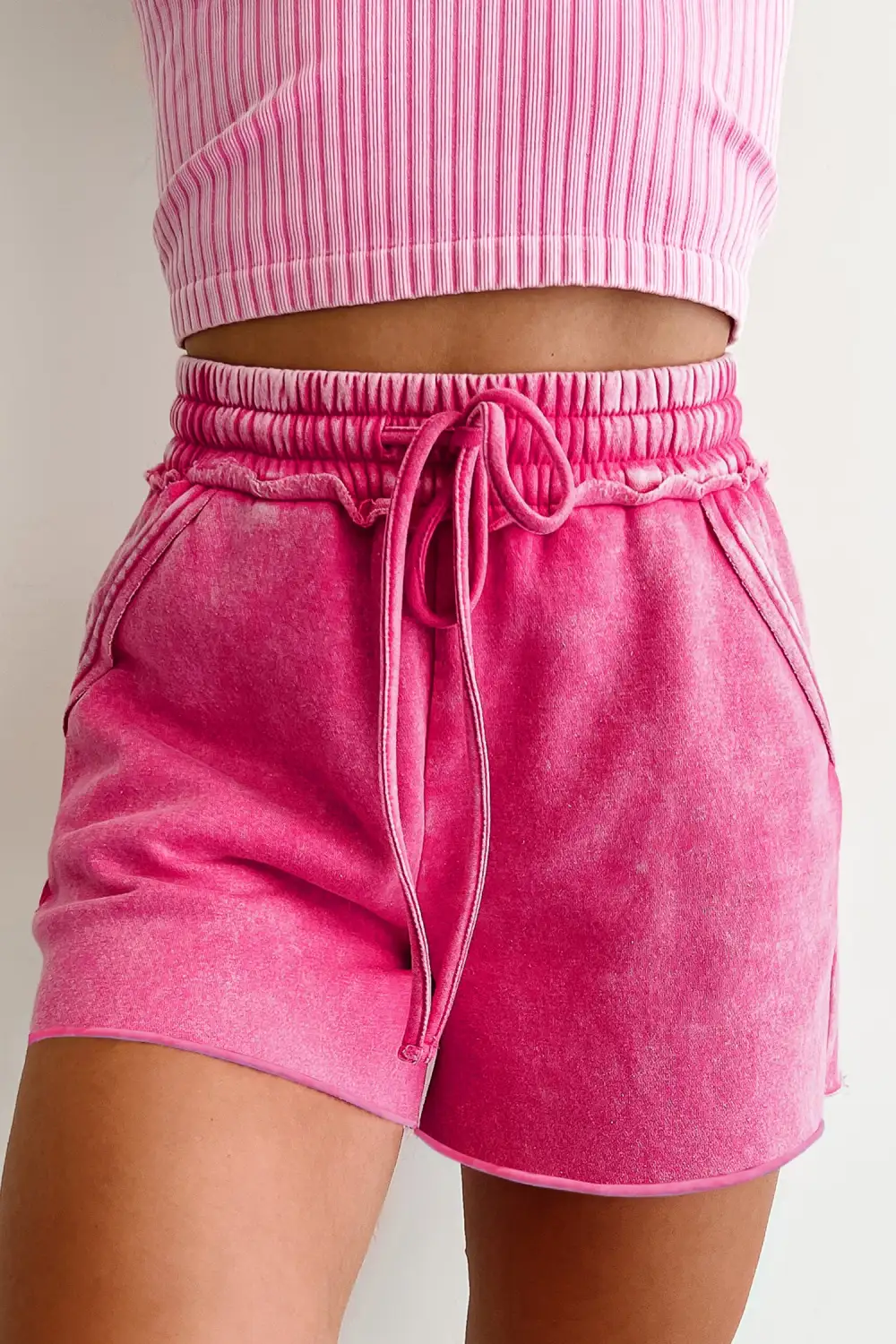 Relaxed Linen Blend Cotton Elastic Waist Casual Shorts