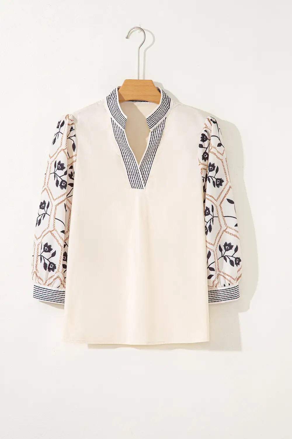Floral Patchwork V-Neck Blouse
