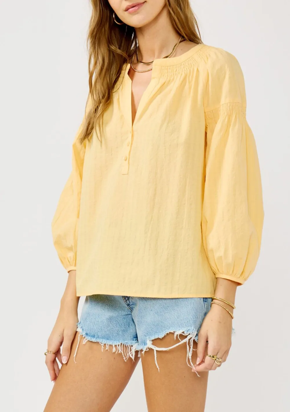 Notched Drop Shoulder Blouse