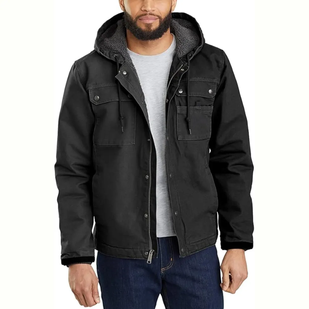 Men's Relaxed Fit Washed Duck Sherpa-Lined Utility Jacket