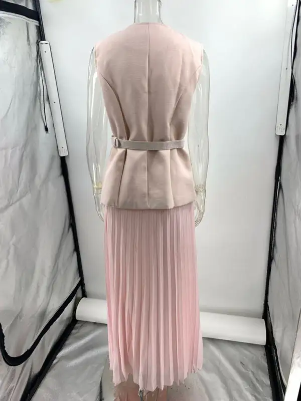 Sleeveless Pleated Coordinated Set