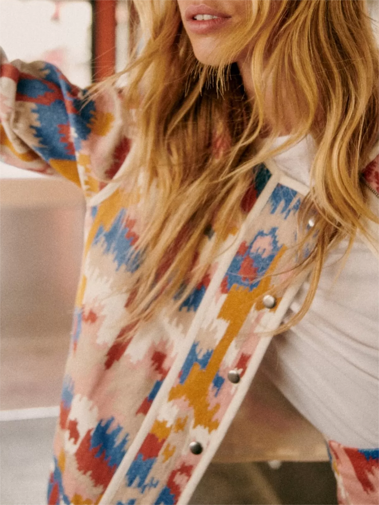 Geometric Print Belted Jacket