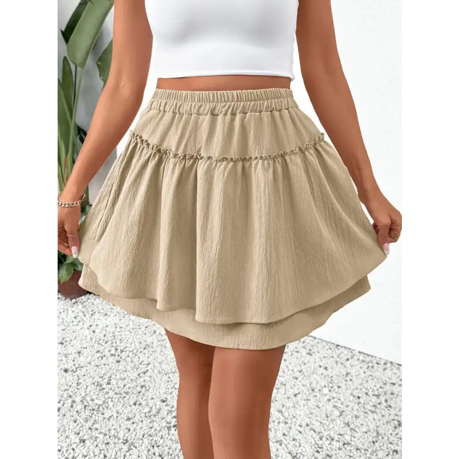 Elastic Waist Layered Skirt