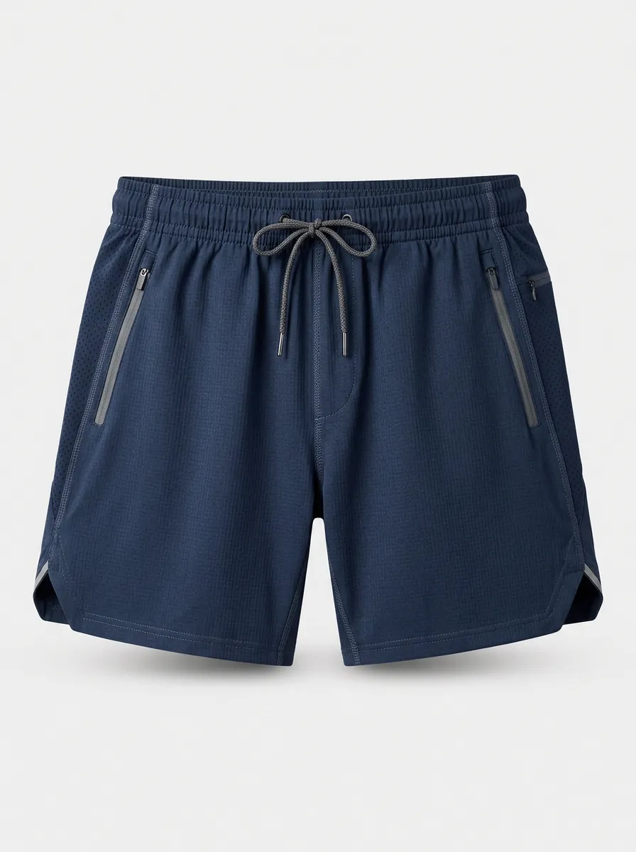 Men's Breathable Athletic Zipper Pocket Mesh Shorts