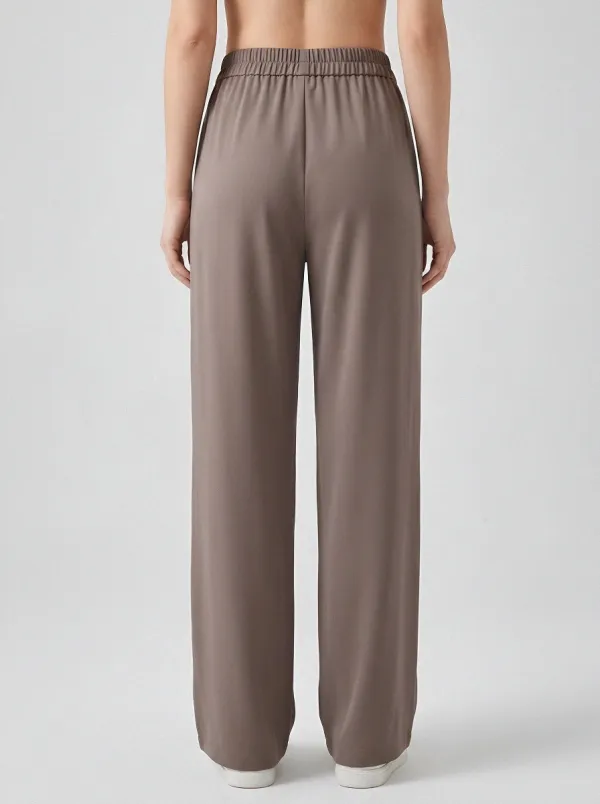 Women's Ice Silk Wide-Leg Elastic-Waist Casual Pants