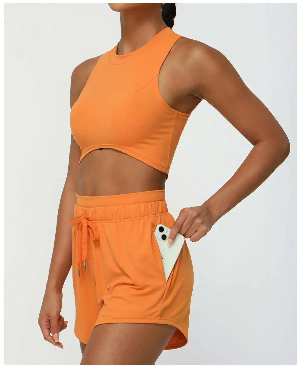 Quick-Dry Sleeveless Bra, Vest and Shorts Active Set