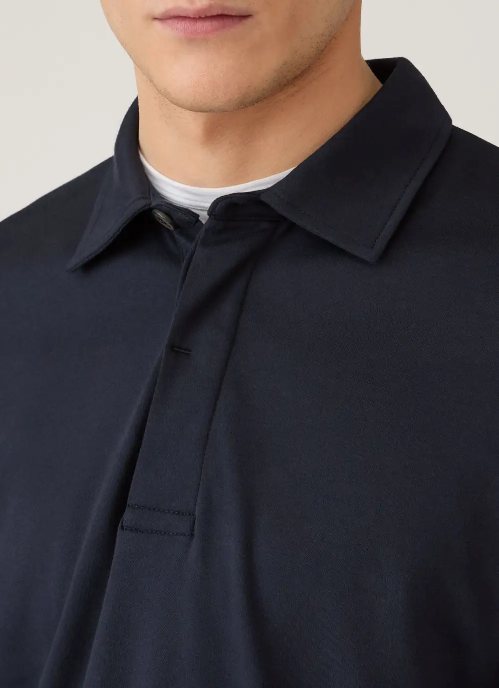 Refined Everyday Relaxed Fit Heavyweight Rugby Cotton Long Sleeve Polo Shirt