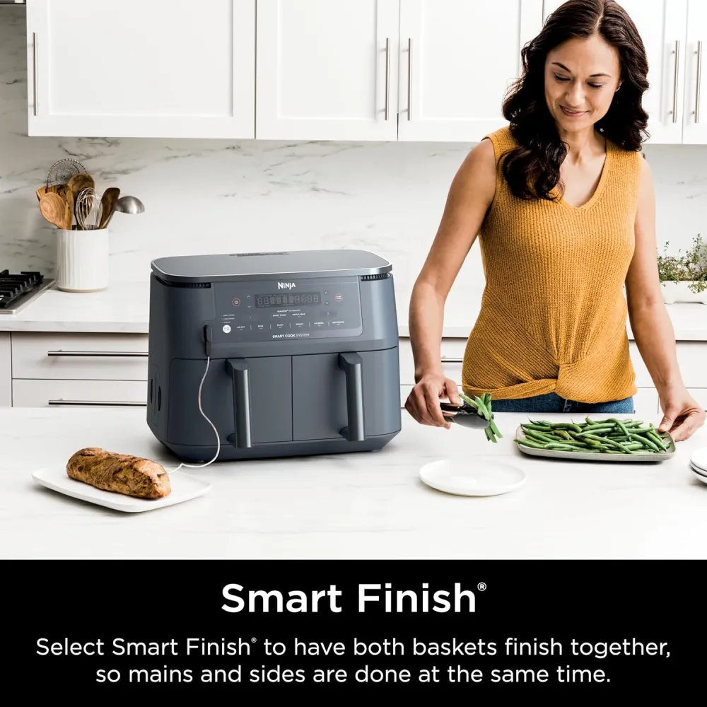 Ninja Air Fryer, Thermometer, Roast, Bake, Air Fry, Crisps, Broil, Reheats, Keep Warm