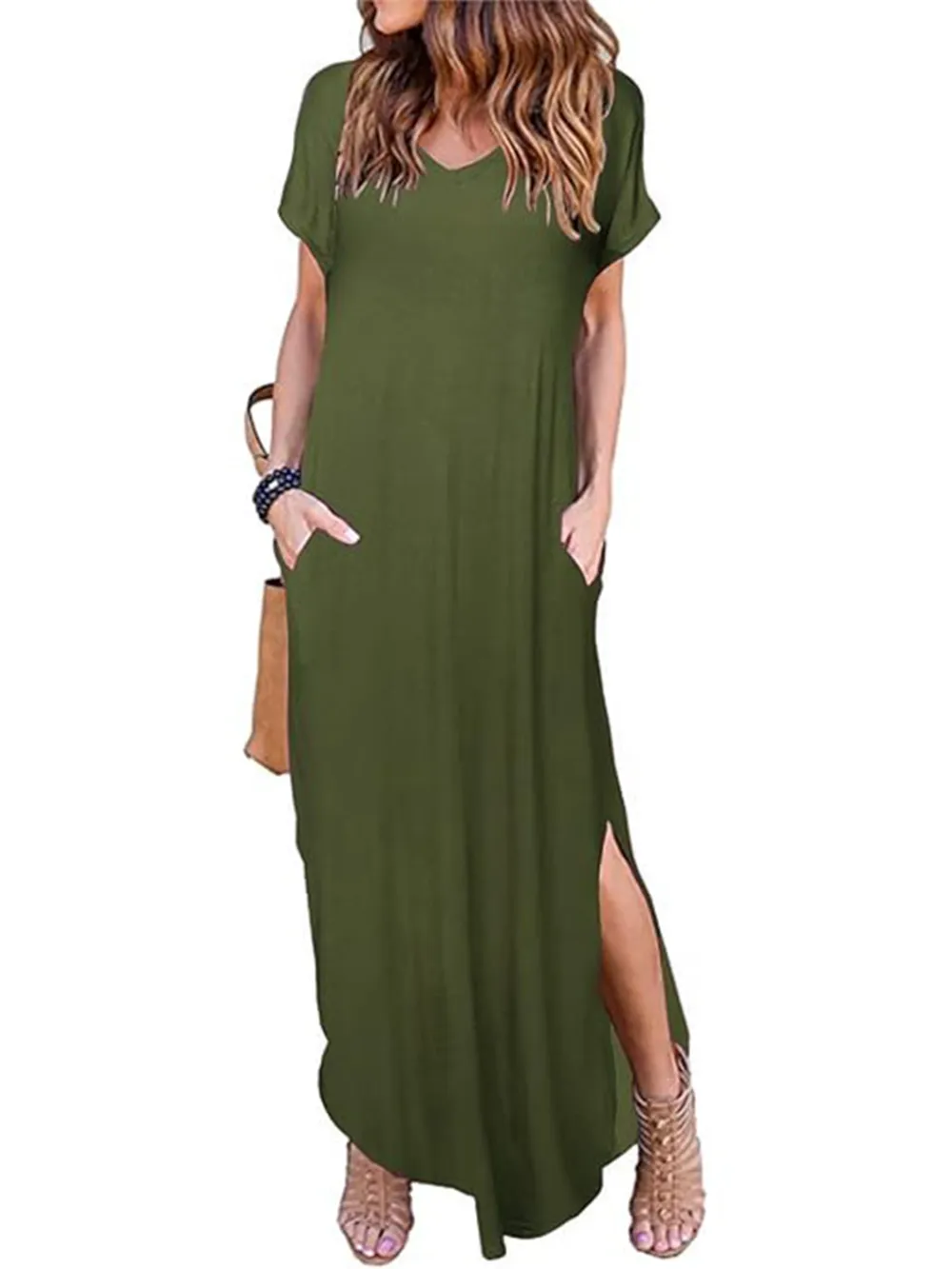 Women'S Solid Color Batwing Sleeve Lounge Dress, Casual Elegant Comfy Short Sleeve Baggy Nightdress For Daily Wear, Ladies Sleepwear For All Seasons, Womenswear, Night Gown Women