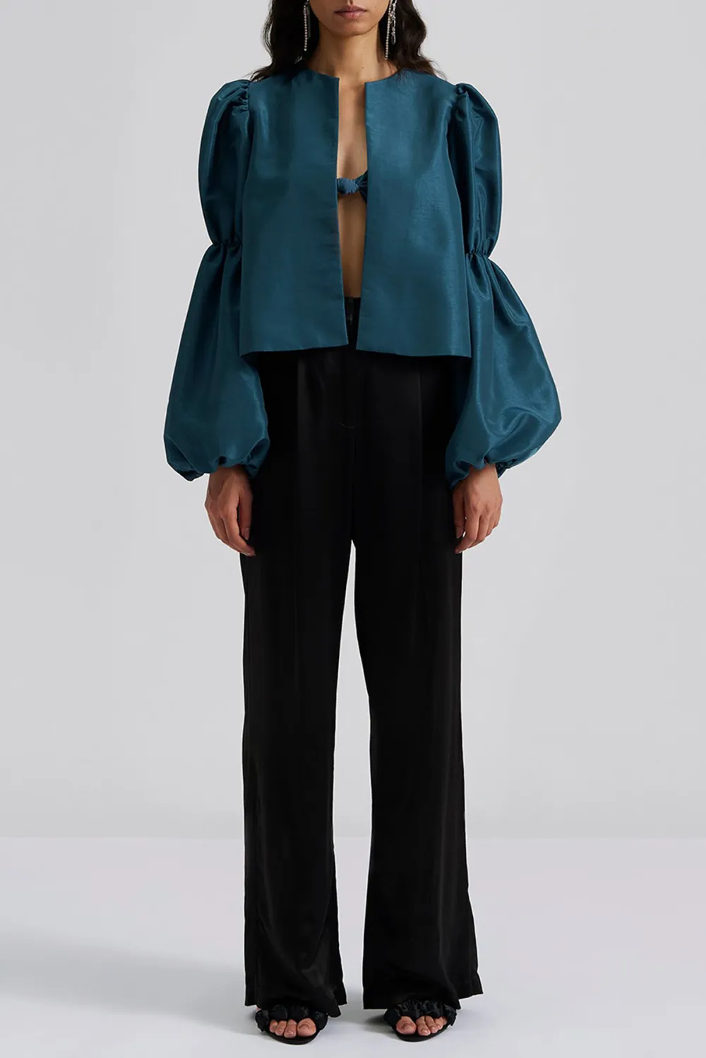 Puff Sleeve Keyhole Neck Blouse