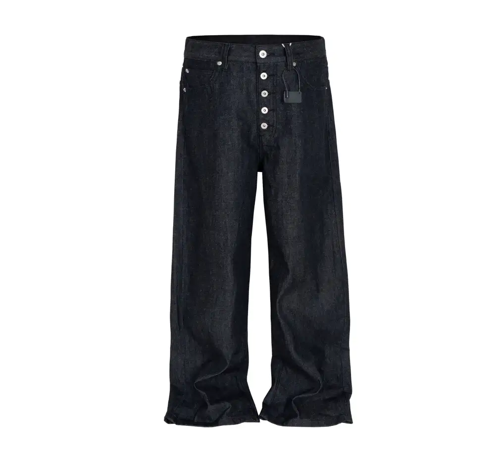 Multi-Button Wide-Leg Jeans