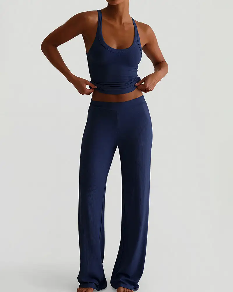 Racerback Tank and Wide-Leg Pants Lounge Set