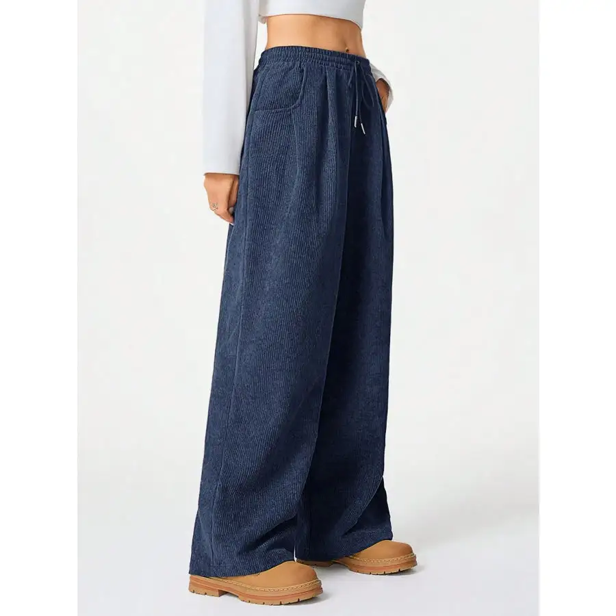 Modern Drawstring Wide Leg Pants