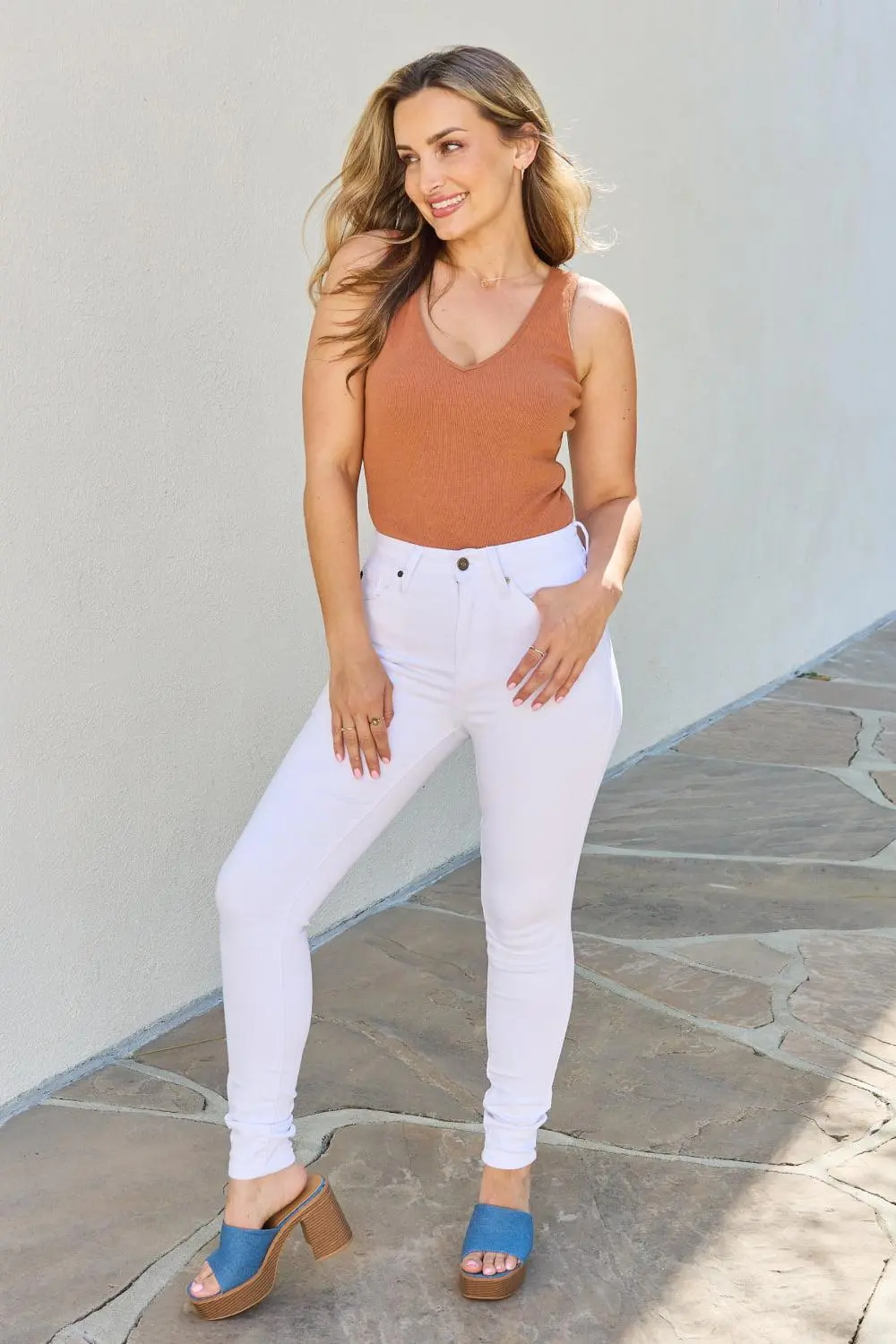 Sharp High Waist Skinny Denim Jeans