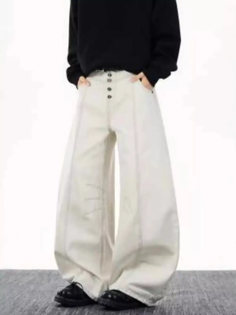 Men's Full Size Wide Leg Button-fly Jeans Plus Size