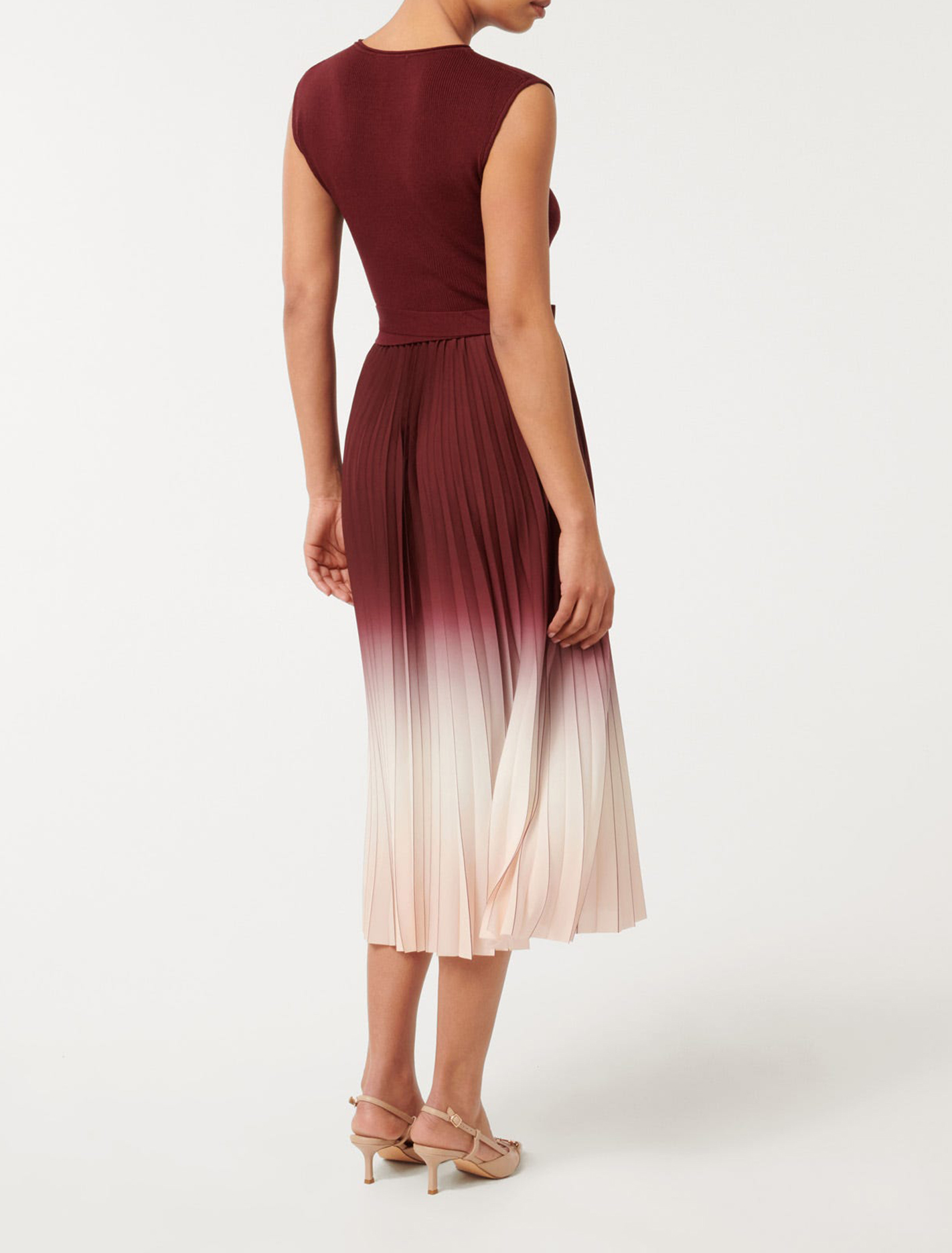 Ombre Pleated Midi Dress