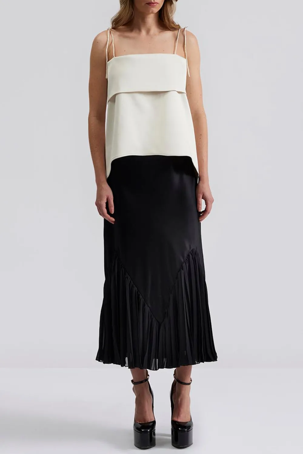 Ruffled Hem Midi Skirt
