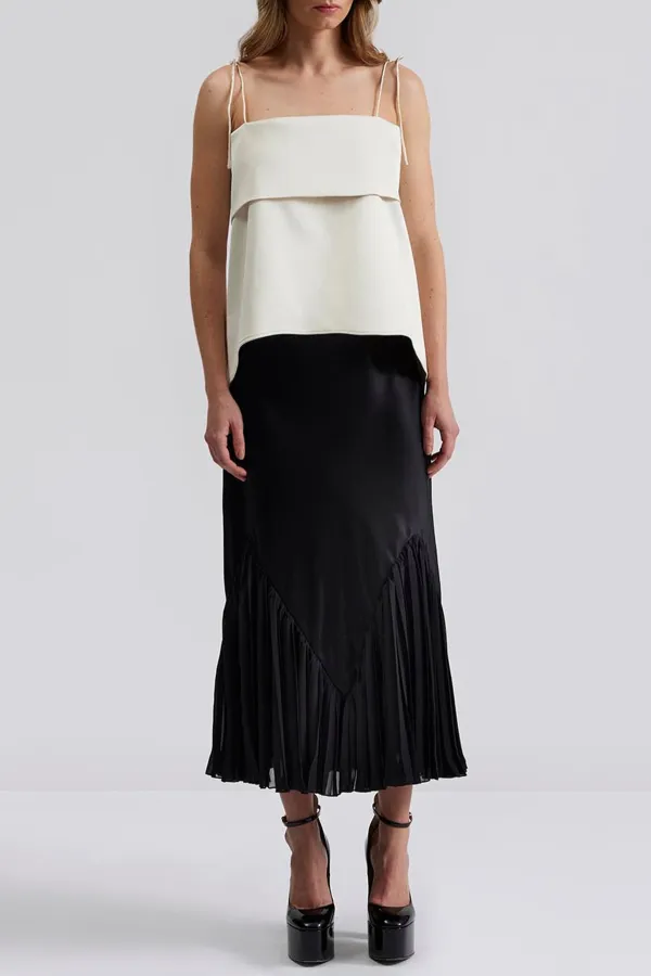 Ruffled Hem Midi Skirt