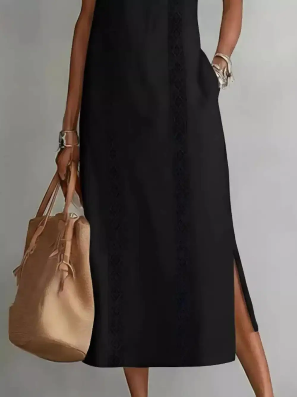 Full Full Size Side Slit Sleeveless Midi Dress Plus Size