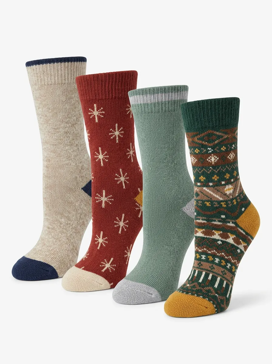 Core Printed Look Women's Four Pair Socks