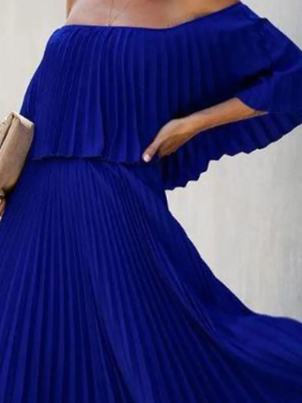 Structured Shape Pleated Maxi Dress