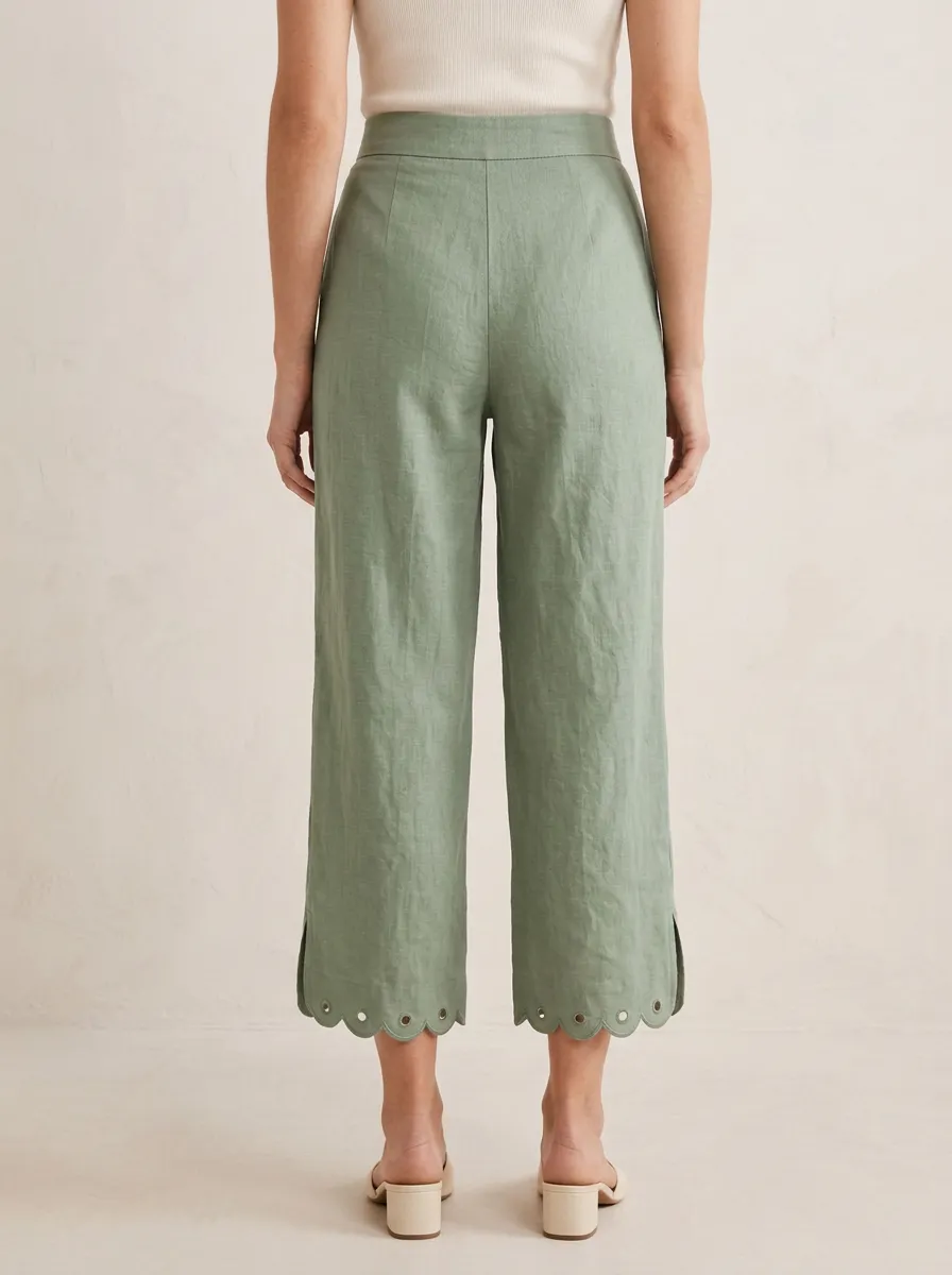 Comfort Linen Blend Street Style Women's Cropped Pants