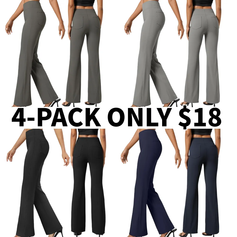 Flex High Waisted Back Side Pocket Slight Flare Work Pants