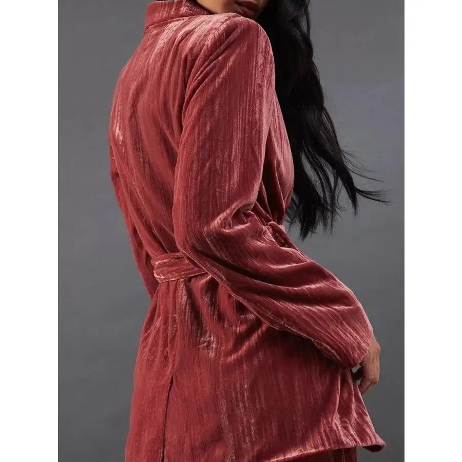 Velvet Lapel Collar Blazer and Pants Set