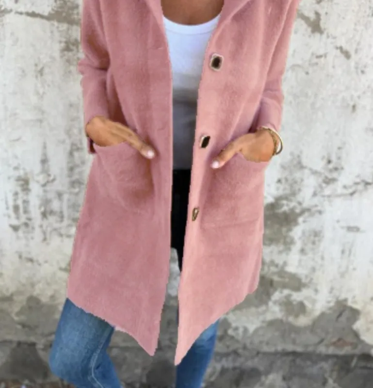 Long Sleeve Button Coat With Pockets