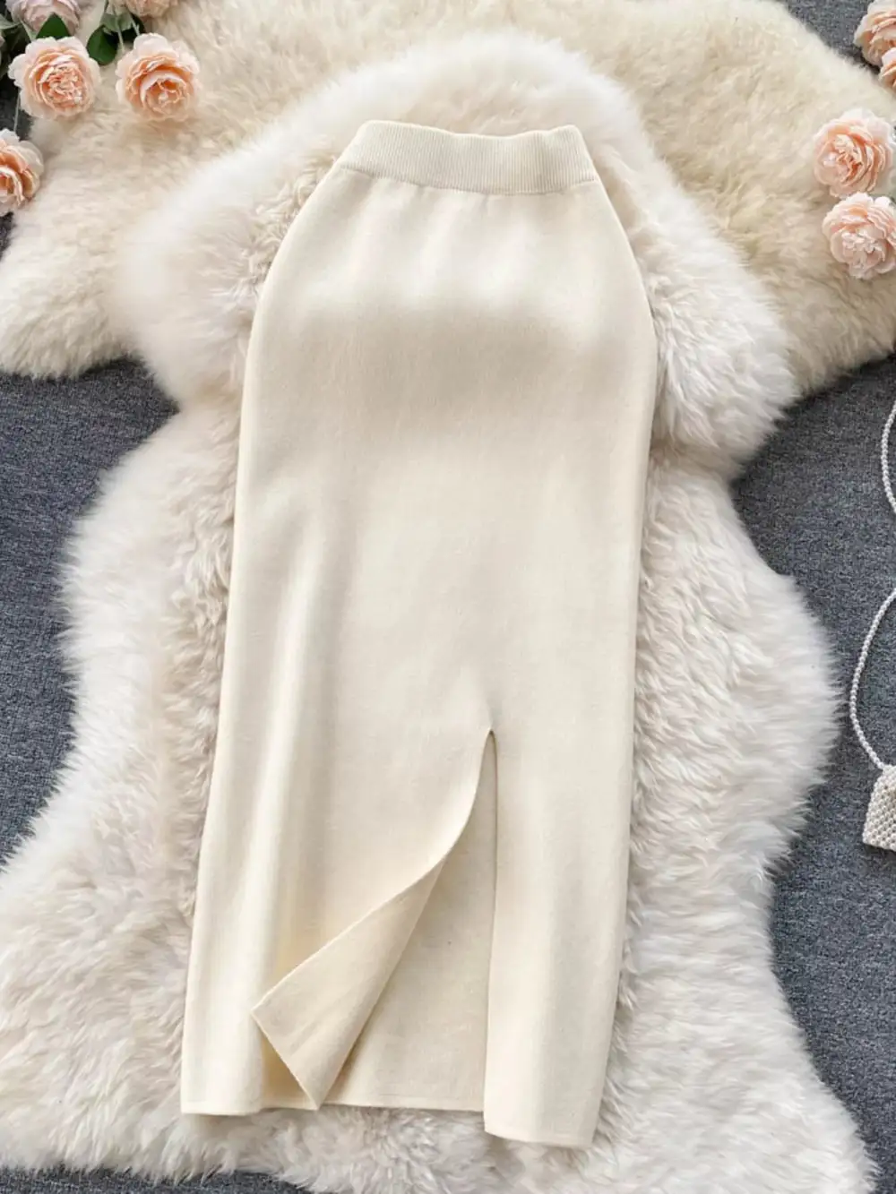 Slit Knit Midi Skirt