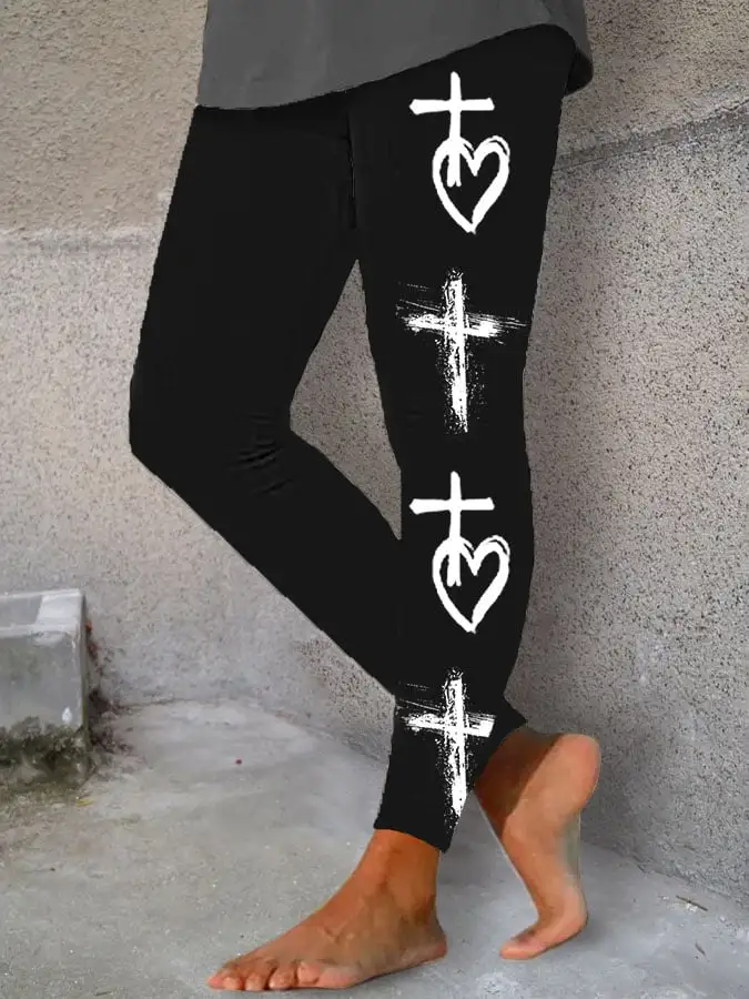Women's Faith Cross Print Yoga Leggings