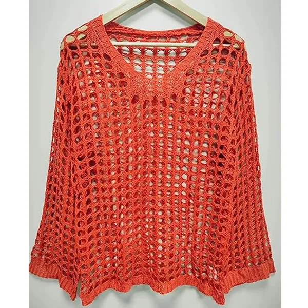 Women's loose-fitting hollow-out design top